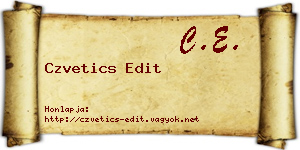 Czvetics Edit névjegykártya